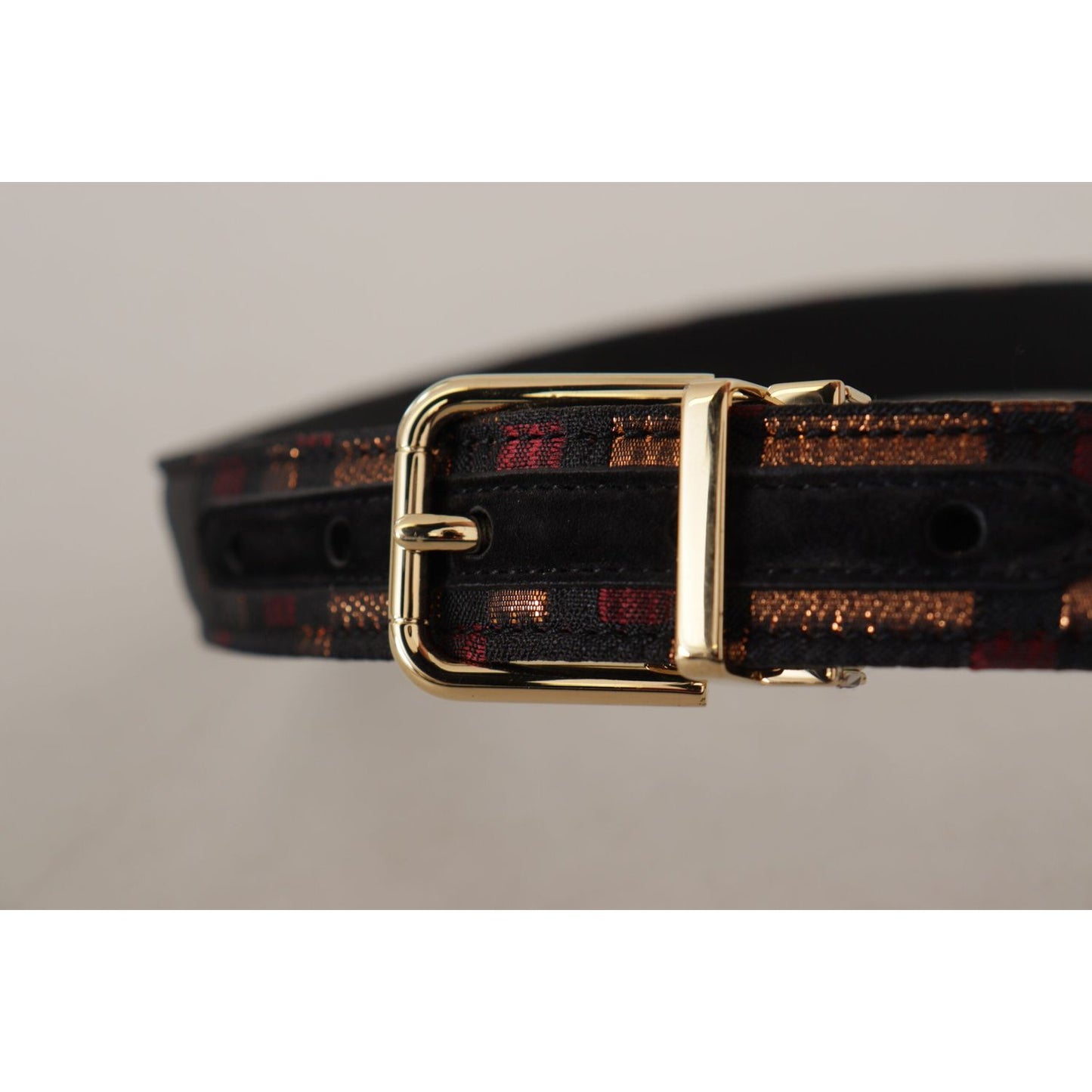 Dolce & Gabbana Multicolor Leather Jacquard Gold Metal Buckle Belt BEL8411 - 75