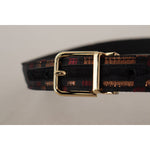 Dolce & Gabbana Multicolor Leather Jacquard Gold Metal Buckle Belt BEL8411 - 75