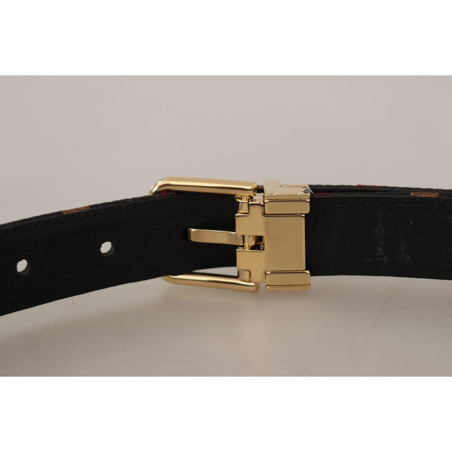 Dolce & Gabbana Multicolor Leather Jacquard Gold Metal Buckle Belt BEL8411 - 75