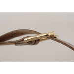 Dolce & Gabbana Bronze Calf Leather Gold Logo Waist Buckle Belt WMB143 - 65