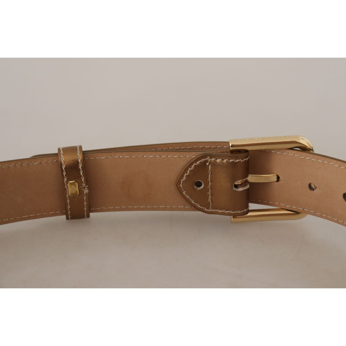 Dolce & Gabbana Bronze Calf Leather Gold Logo Waist Buckle Belt WMB143 - 65