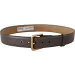 Dolce & Gabbana Gray Calfskin Leather Gold Metal Logo Buckle Belt WMB144 - 70