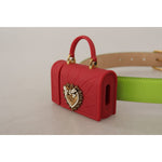 Dolce & Gabbana Green Leather Devotion Heart Micro Bag Headphones Belt WMB148 - 70