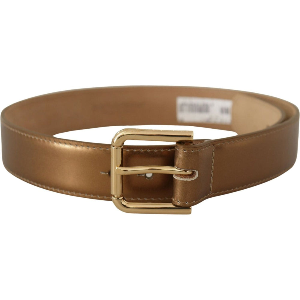 Dolce & Gabbana Bronze Leather Gold Logo Engraved Waist Buckle Belt WMB158 - 65