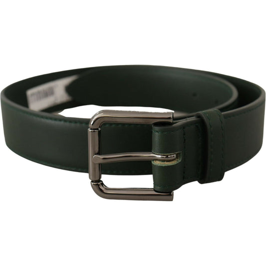 Dolce & Gabbana Army Green Leather Logo Metal Waist Buckle Belt