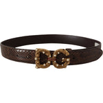 Dolce & Gabbana Brown Amore Animal Print Exotic Leather Logo Buckle Belt WMB173 - 70