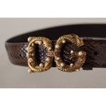Dolce & Gabbana Brown Amore Animal Print Exotic Leather Logo Buckle Belt WMB173 - 70