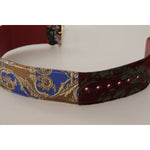 Dolce & Gabbana Red Embroidered Leather Gold Logo Metal Buckle Belt WMB256 - 70