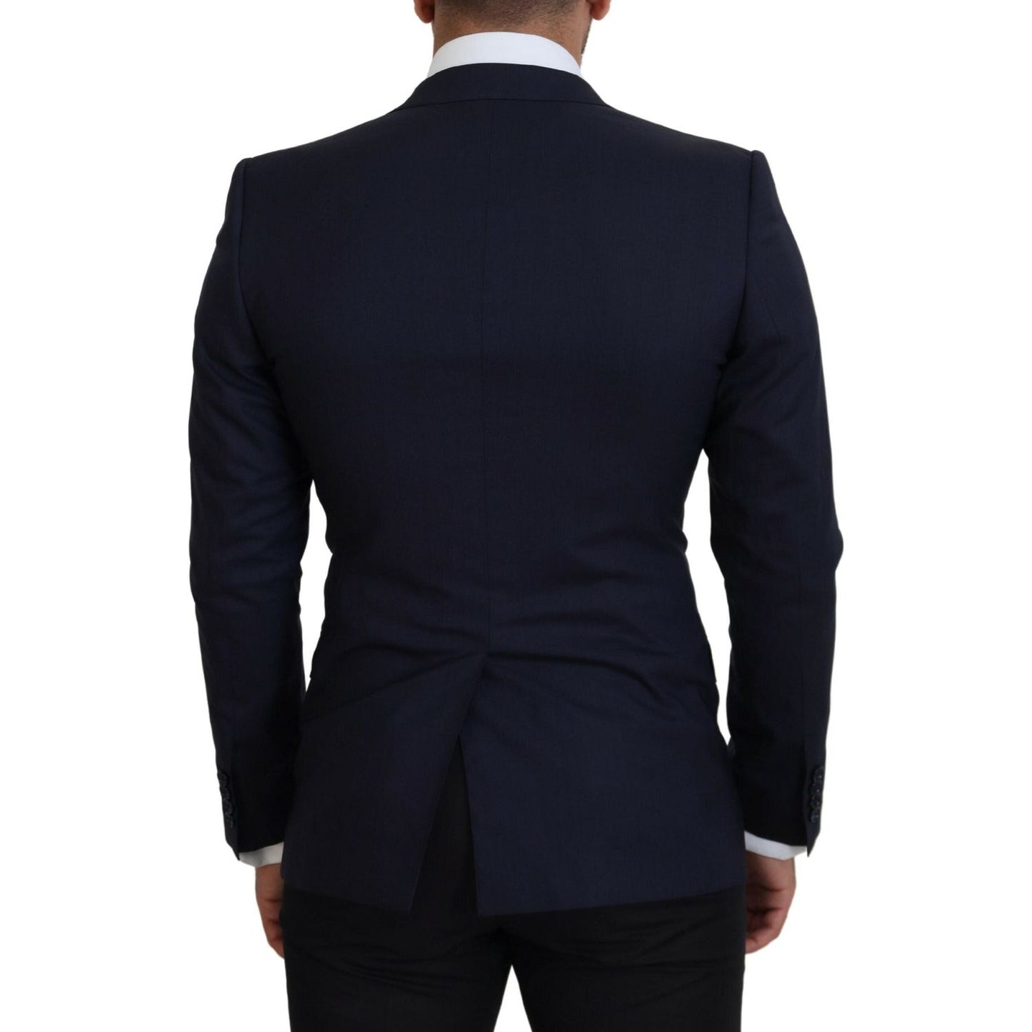 Dolce & Gabbana Elegant Blue Wool Silk Blazer Jacket Dolce & Gabbana Black