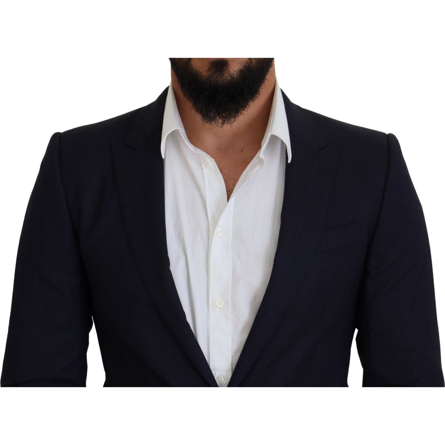 Dolce & Gabbana Elegant Blue Wool Silk Blazer Jacket Dolce & Gabbana Gray
