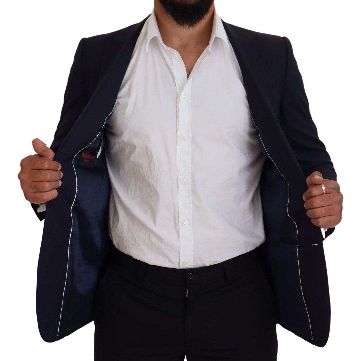 Dolce & Gabbana Elegant Blue Wool Silk Blazer Jacket Dolce & Gabbana Black