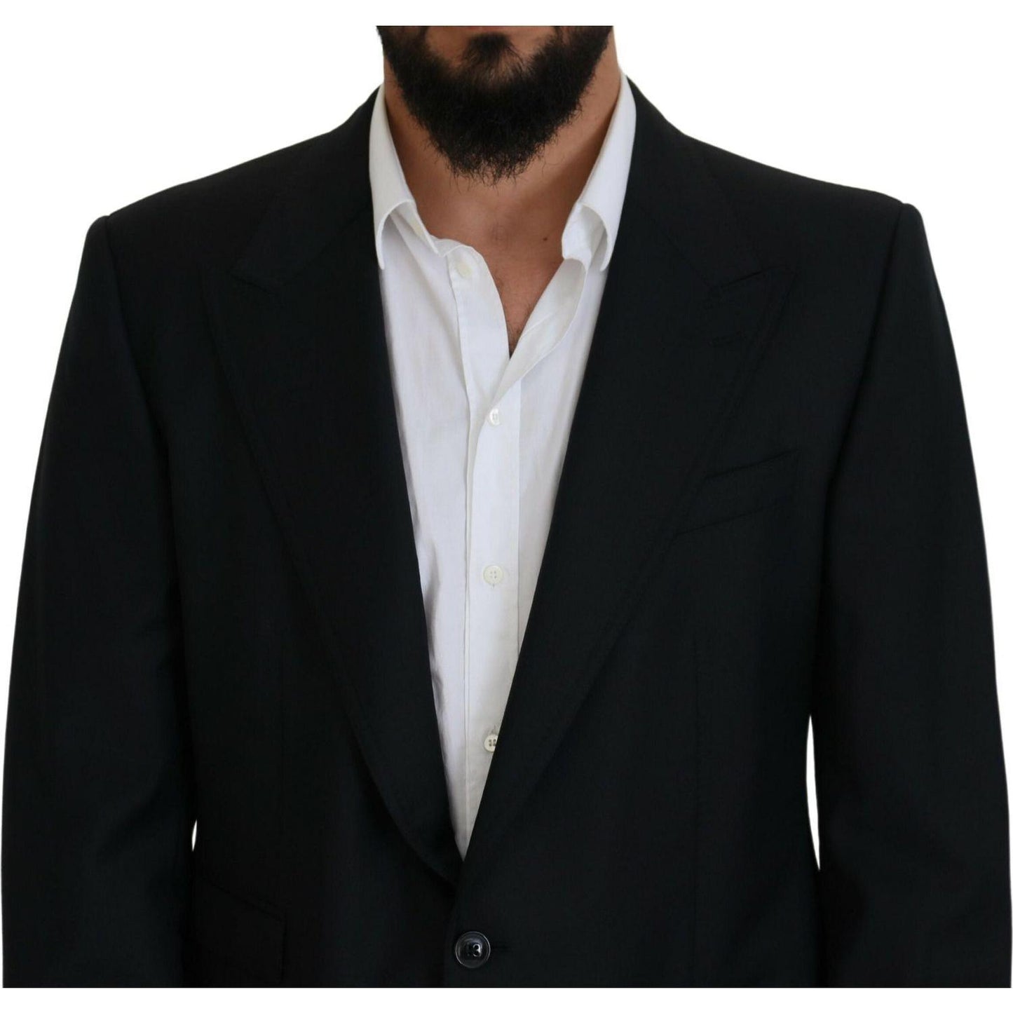 Dolce & Gabbana Elegant Dark Blue Single Breasted Blazer Dolce & Gabbana Black