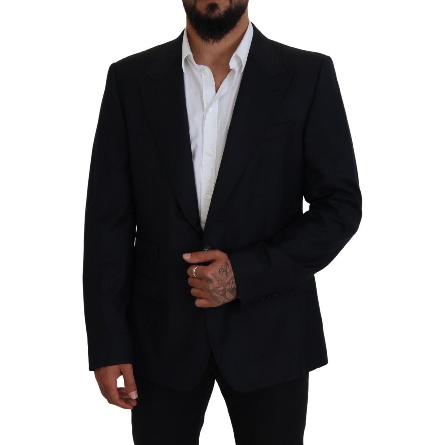 Dolce & Gabbana Elegant Dark Blue Single Breasted Blazer Dolce & Gabbana Black
