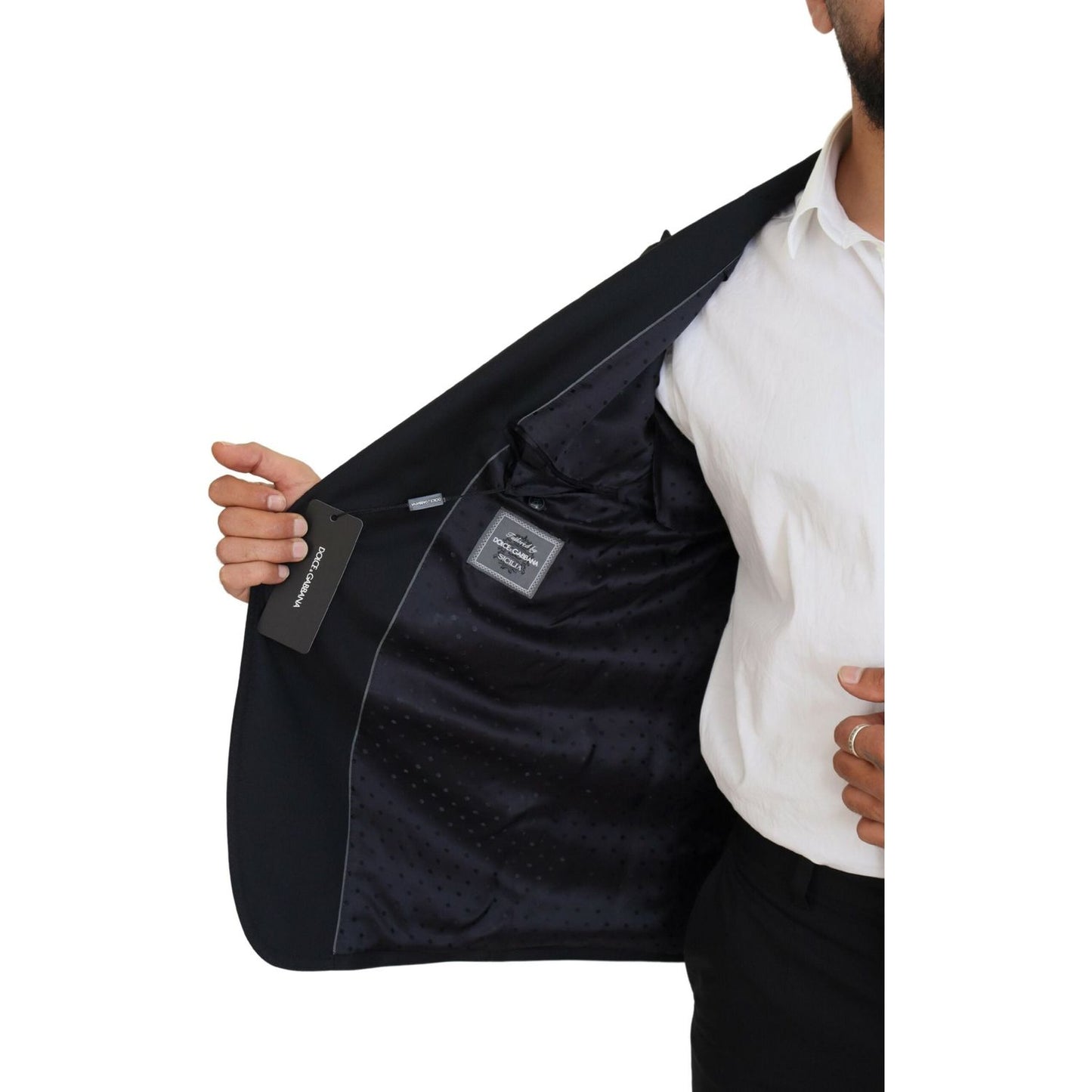 Dolce & Gabbana Elegant Dark Blue Single Breasted Blazer Dolce & Gabbana Gray