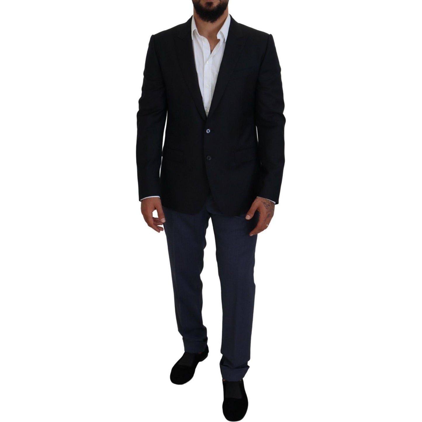 Dolce & Gabbana Elegant Dark Blue Martini Blazer Dolce & Gabbana Black