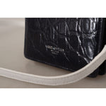Dolce & Gabbana Blue White Caiman Leather Strap Card Holder Wallet VAS130280