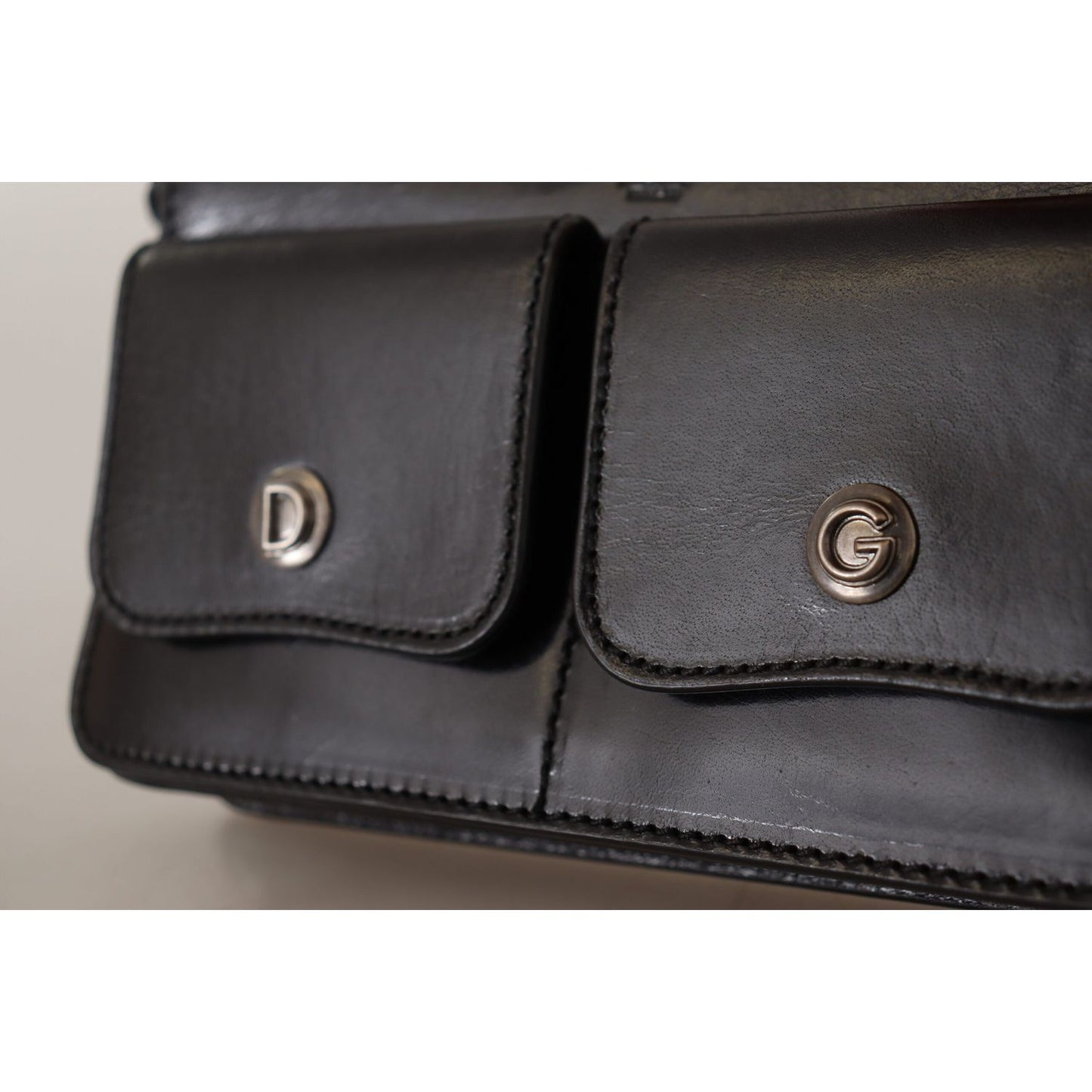 Dolce & Gabbana Elegant Mini Leather Wallet in Timeless Black Dolce & Gabbana Dark Slate Gray