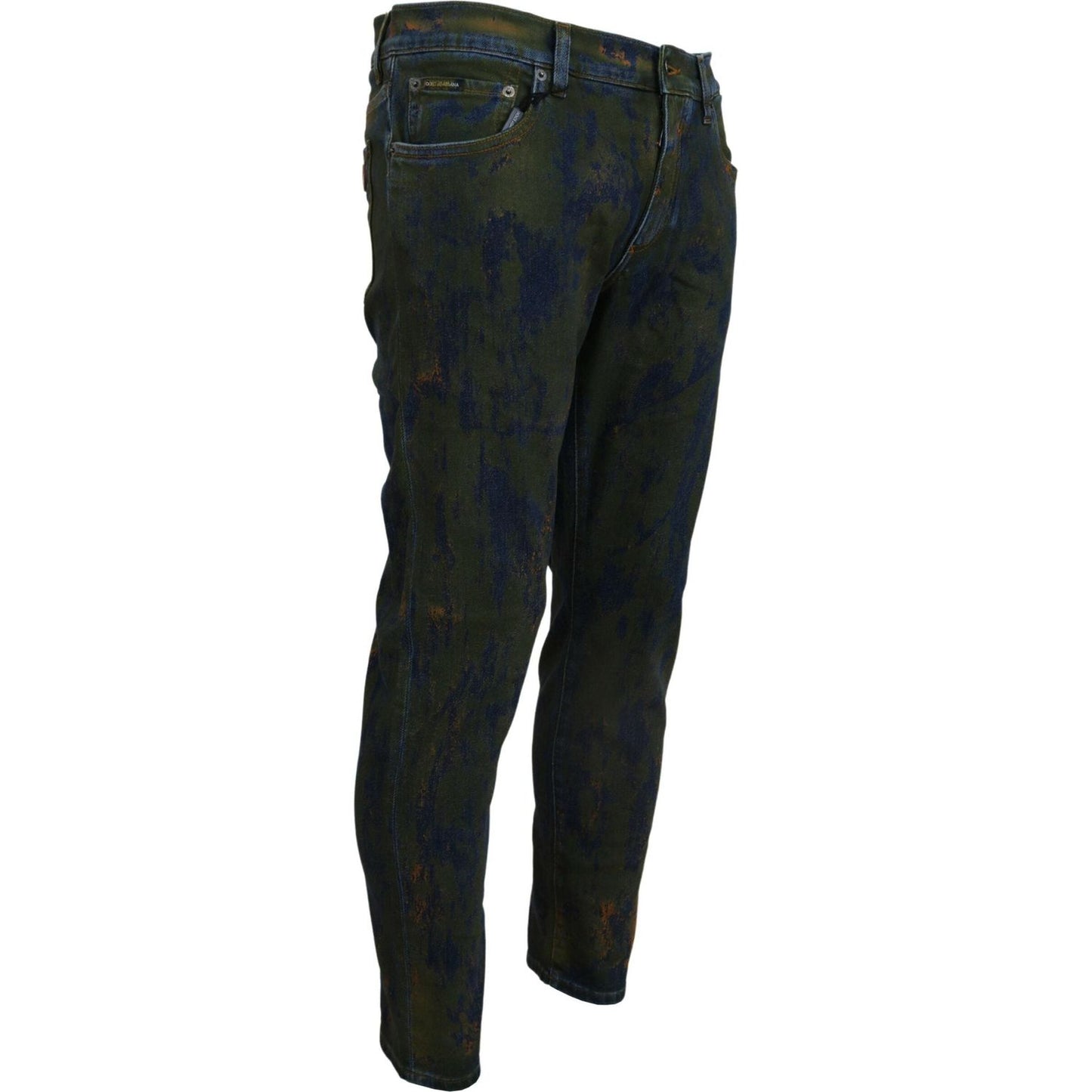 Dolce & Gabbana Chic Slim-Fit Denim Jeans in Green Wash Dolce & Gabbana Black