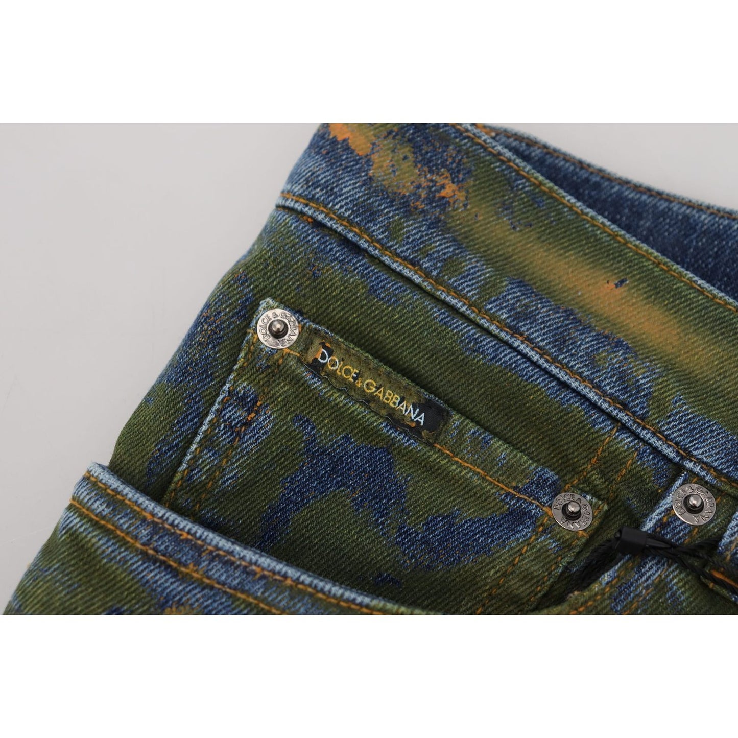 Dolce & Gabbana Chic Slim-Fit Denim Jeans in Green Wash Dolce & Gabbana Light Gray
