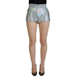 Dolce & Gabbana Silver Holographic High Waist Hot Pants Shorts SKI1874- 40
