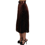Dolce & Gabbana Bronze Sequined High Waist A-line Maxi Skirt SKI1814 - 40