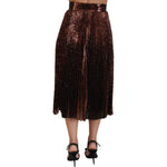 Dolce & Gabbana Bronze Sequined High Waist A-line Maxi Skirt SKI1814 - 40