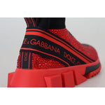 Dolce & Gabbana Red Bling Sorrento Sneakers Socks Shoes LA10189- 35