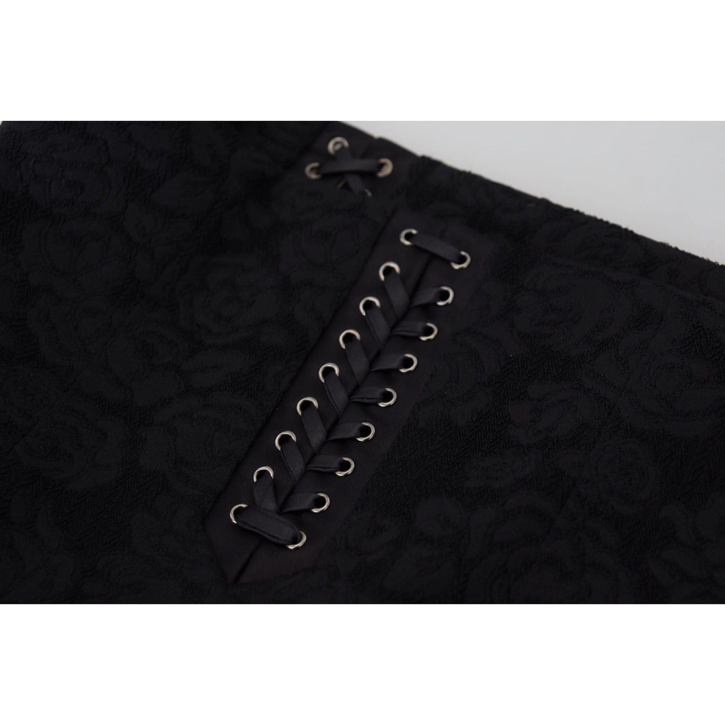 Dolce & Gabbana Black Brocade Mini Above Knee Pencil Skirt SKI1857- 44