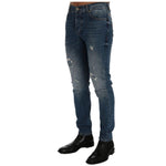Frankie Morello Blue Wash Torn Dunfermile Slim Fit Jeans SIG60491-8