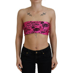 John Galliano Pink Newspaper Print Bra Cropped Blouse TSH83272- XS
