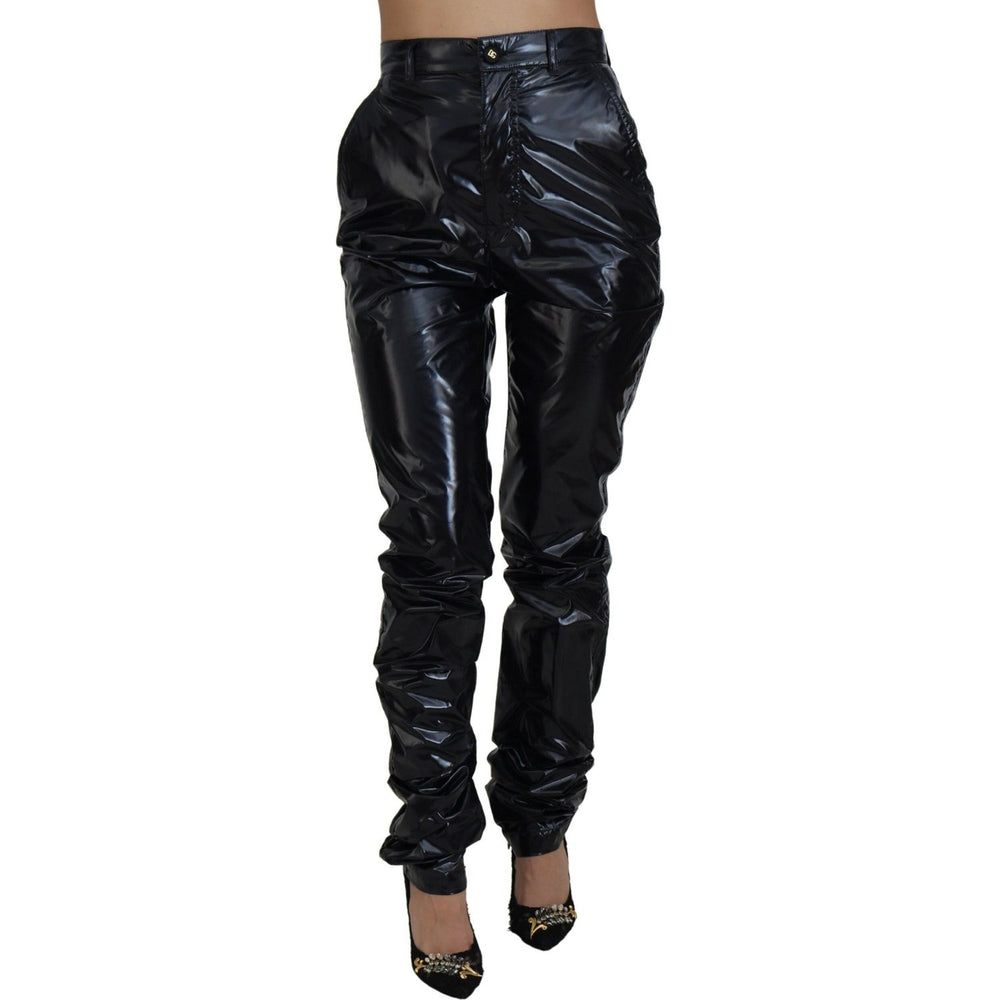 Dolce & Gabbana Black Nylon High Waist Skinny Pants PAN74194- 40