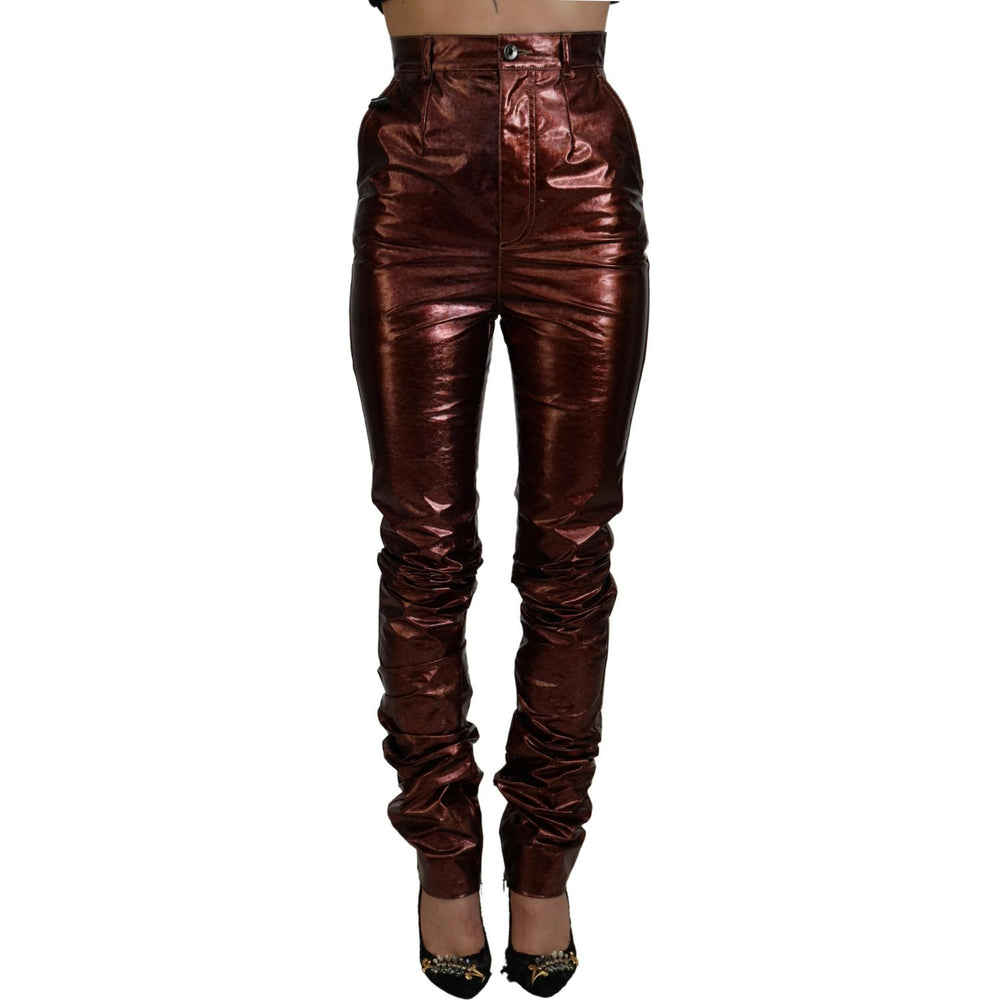 Dolce & Gabbana Metallic Bronze High Waist Skinny Jeans PAN74203- 40