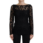 Dolce & Gabbana Black Cotton Lace Trim Long Sleeves Top TSH83729- 36