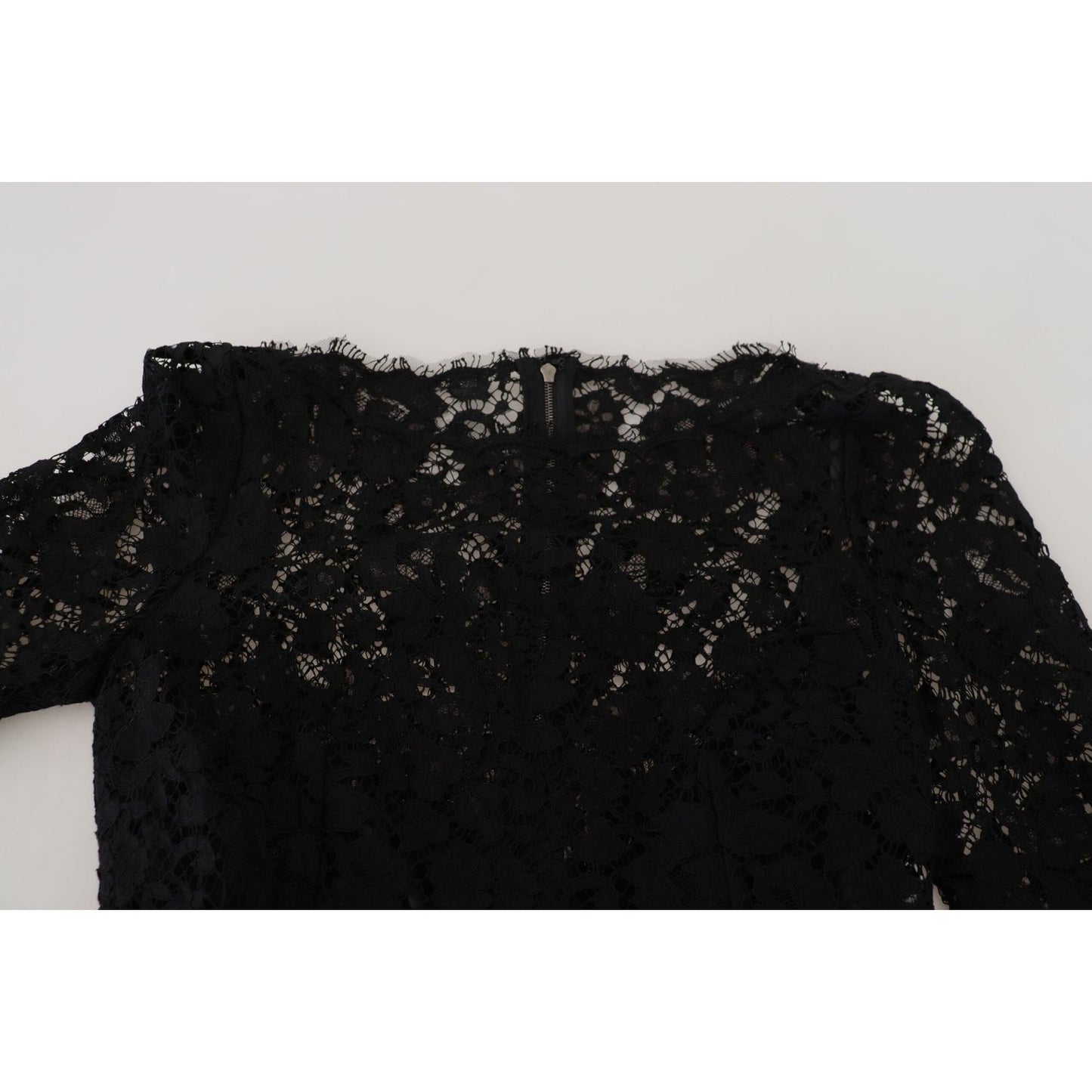 Dolce & Gabbana Black Cotton Lace Trim Long Sleeves Top TSH83729- 36