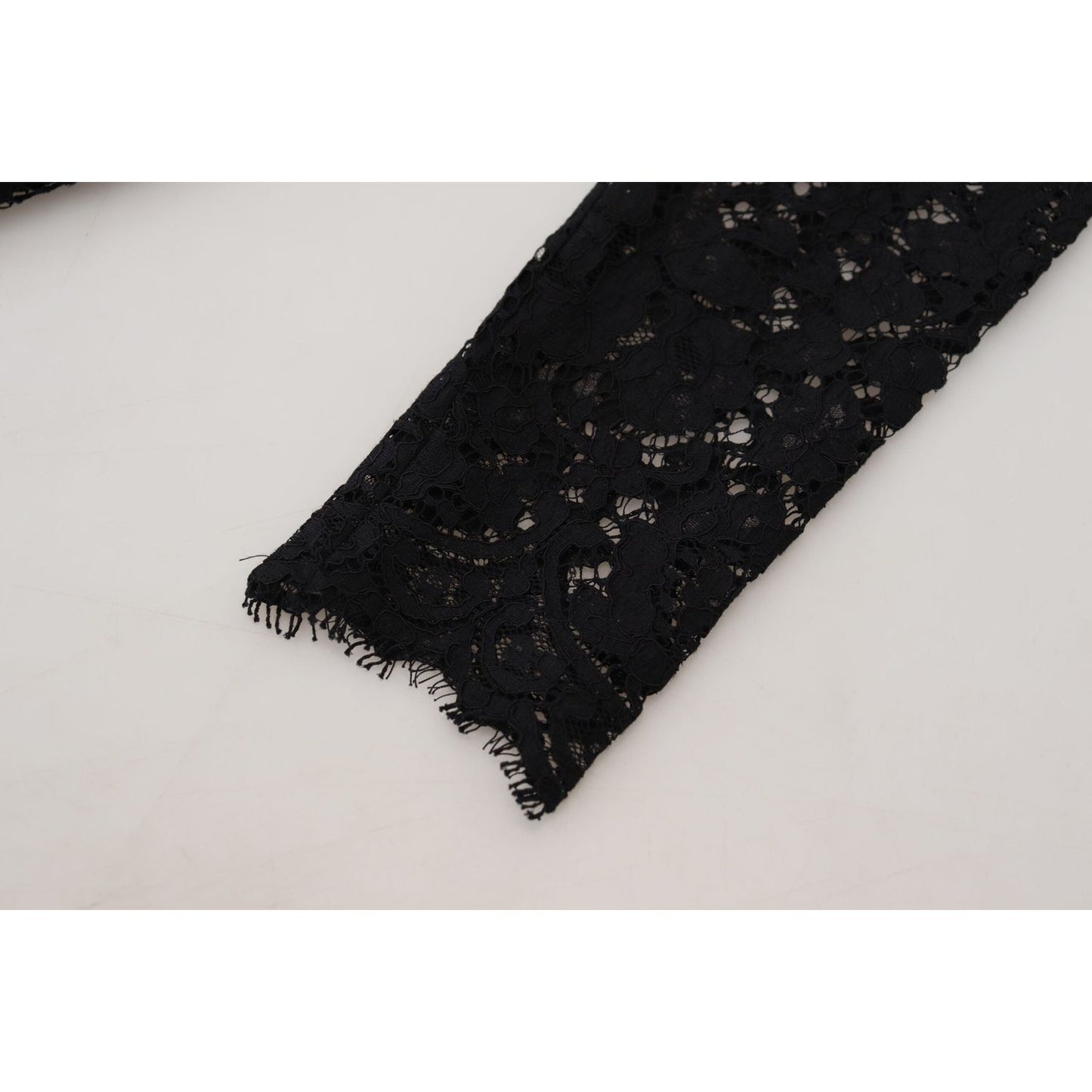 Dolce & Gabbana Black Cotton Lace Trim Long Sleeves Top TSH83729- 36