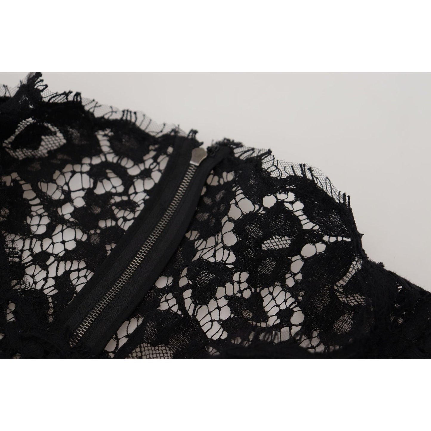 Dolce & Gabbana Black Cotton Lace Trim Long Sleeves Top TSH83729- 36