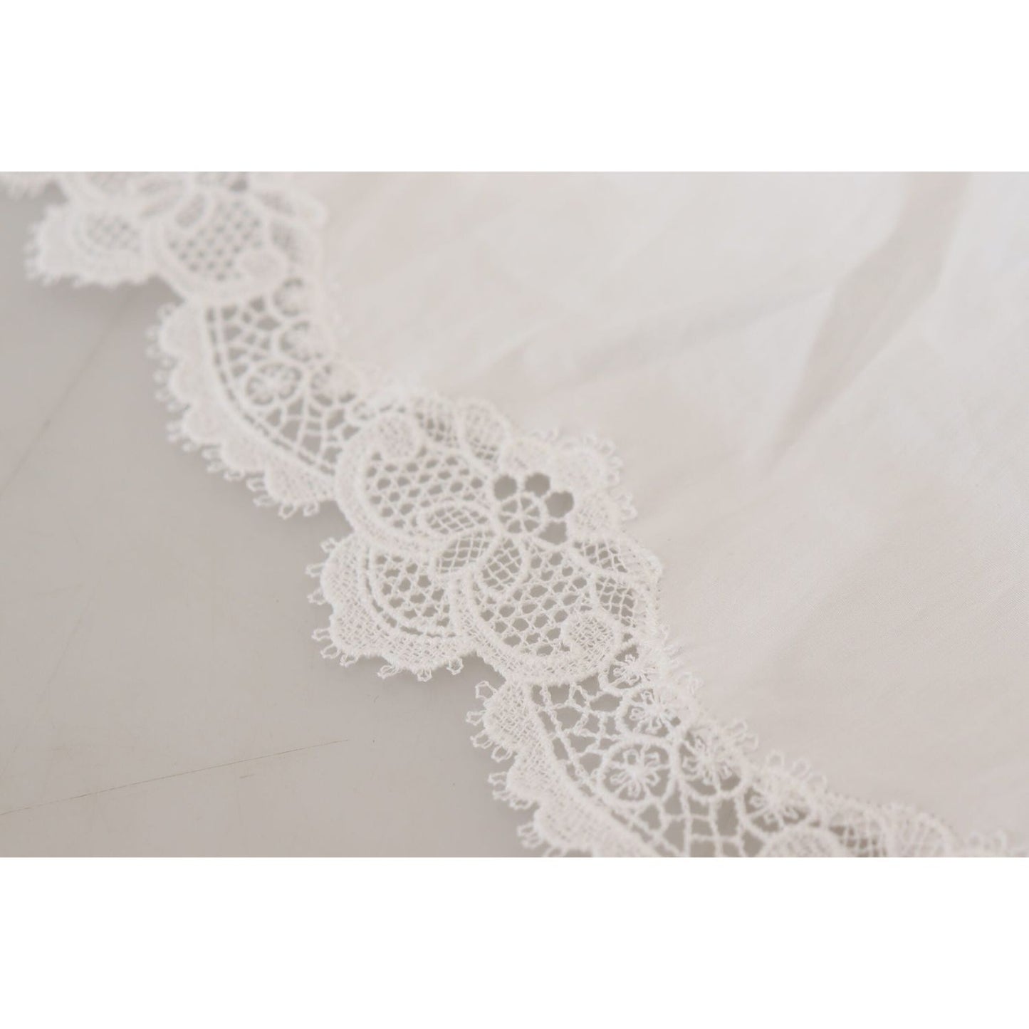 Dolce & Gabbana White Cotton Lace Trim Turtle Neck Blouse Top TSH83731- 40