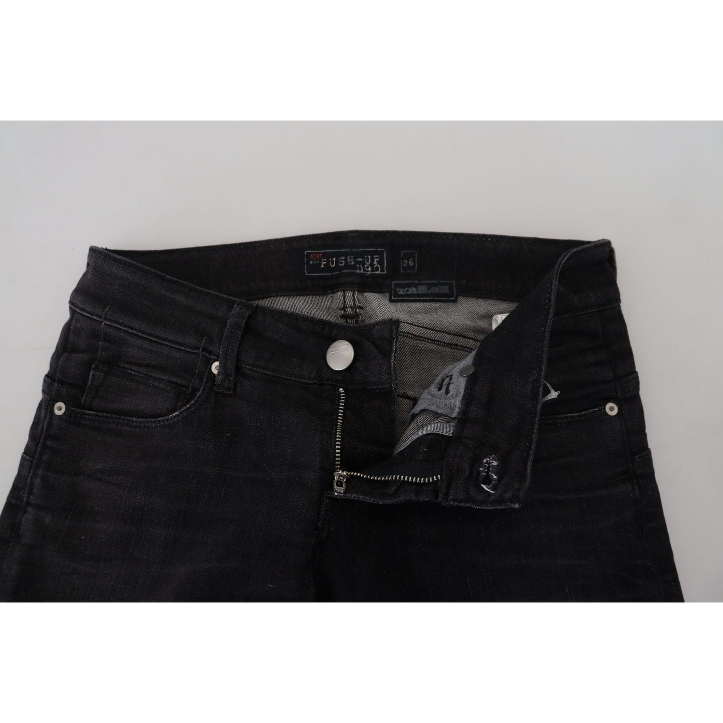 Acht Black Cotton Low Waist Slim Fit Women Casual Denim Jeans PAN71821- 26