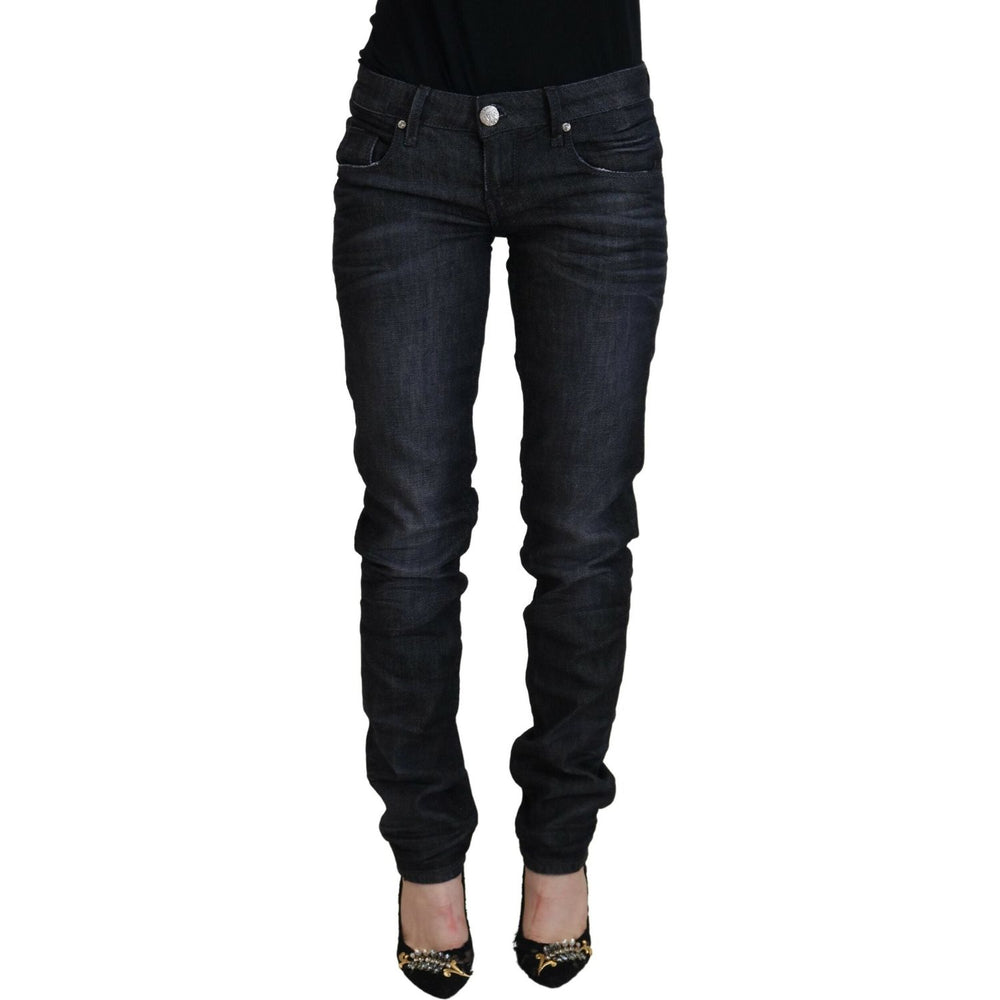 Acht Black Cotton Low Waist Slim Fit Women Casual Denim Jeans PAN71823- 26
