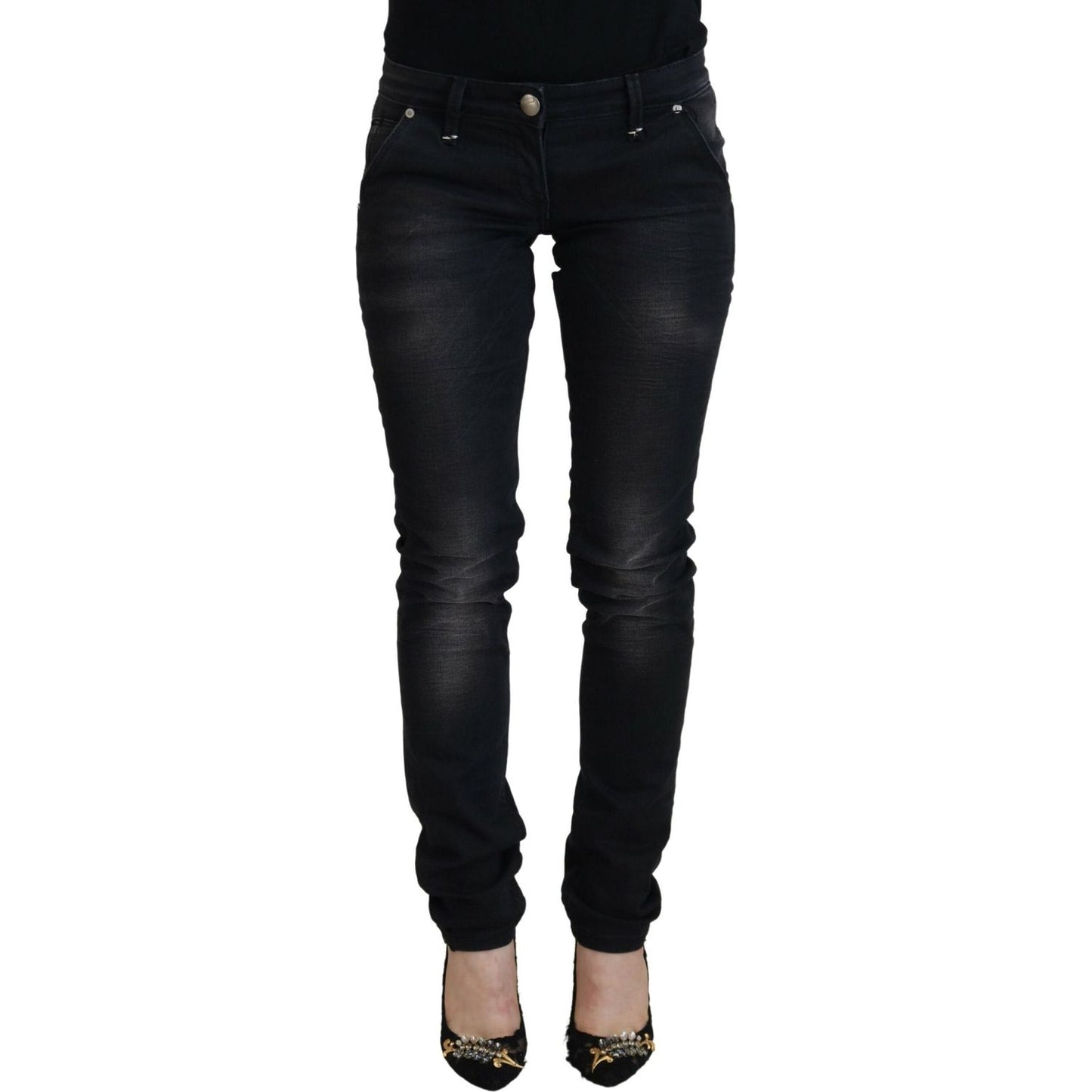 Acht Black Washed Cotton Skinny Women Casual Denim Jeans PAN72667- 40