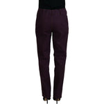 BENCIVENGA Purple Cotton Mid Waist Women Tapered Pants PAN74063-44