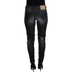 Fiorucci Black Cotton Low Waist Skinny Women Casual Jeans PAN74075-28