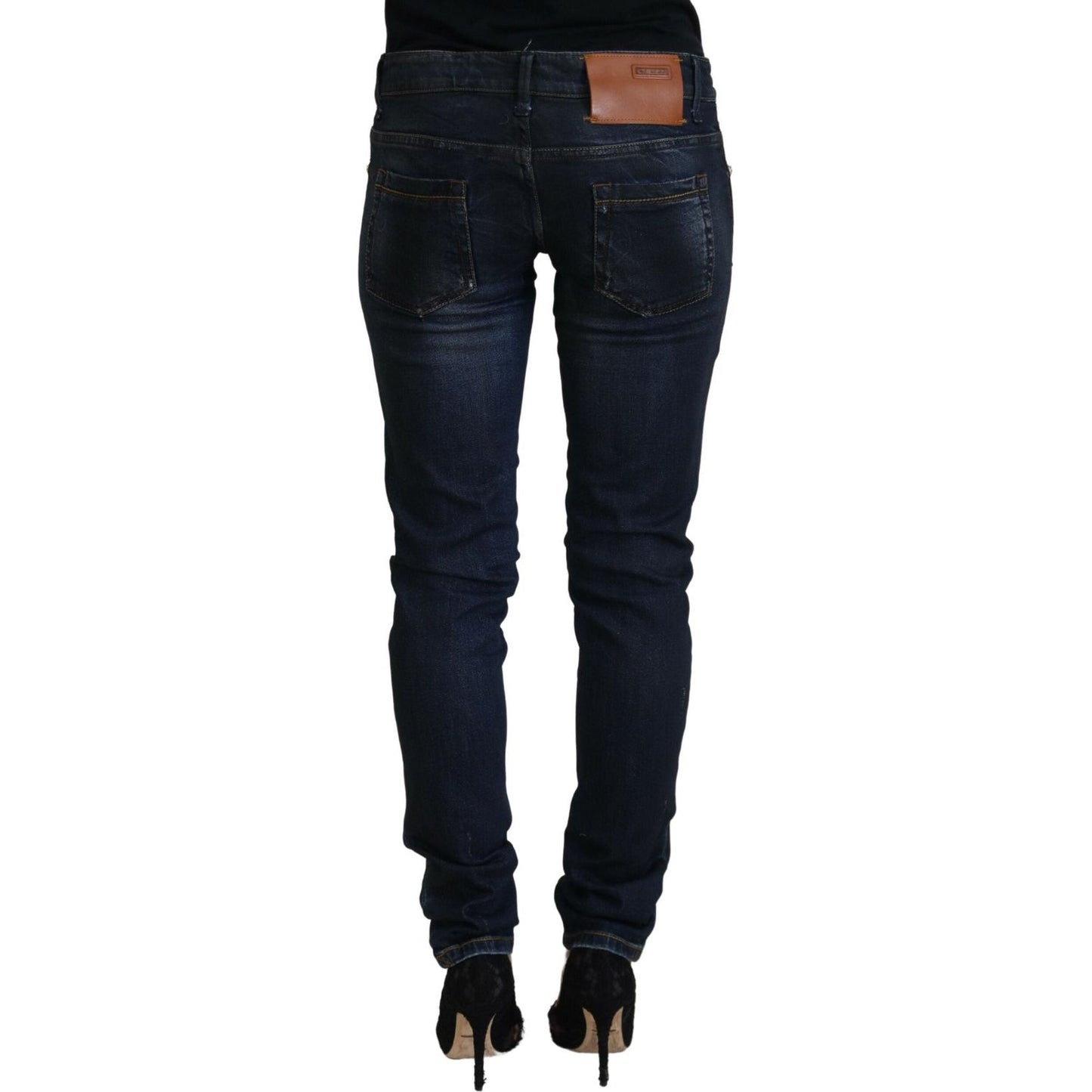 Acht Chic Low Waist Skinny Denim Pants Acht Black