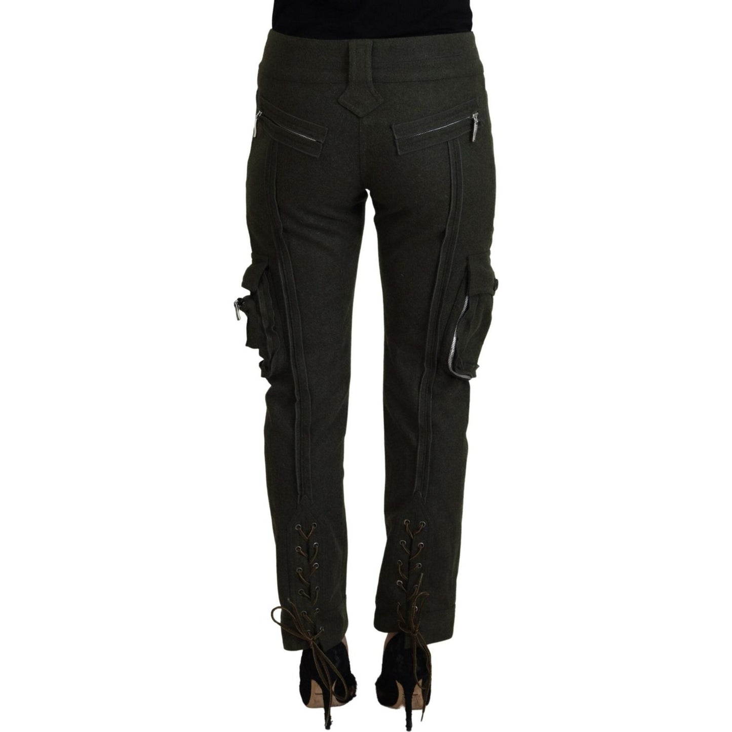 Ermanno Scervino Elegant Tapered Green Wool-Blend Pants Ermanno Scervino Black