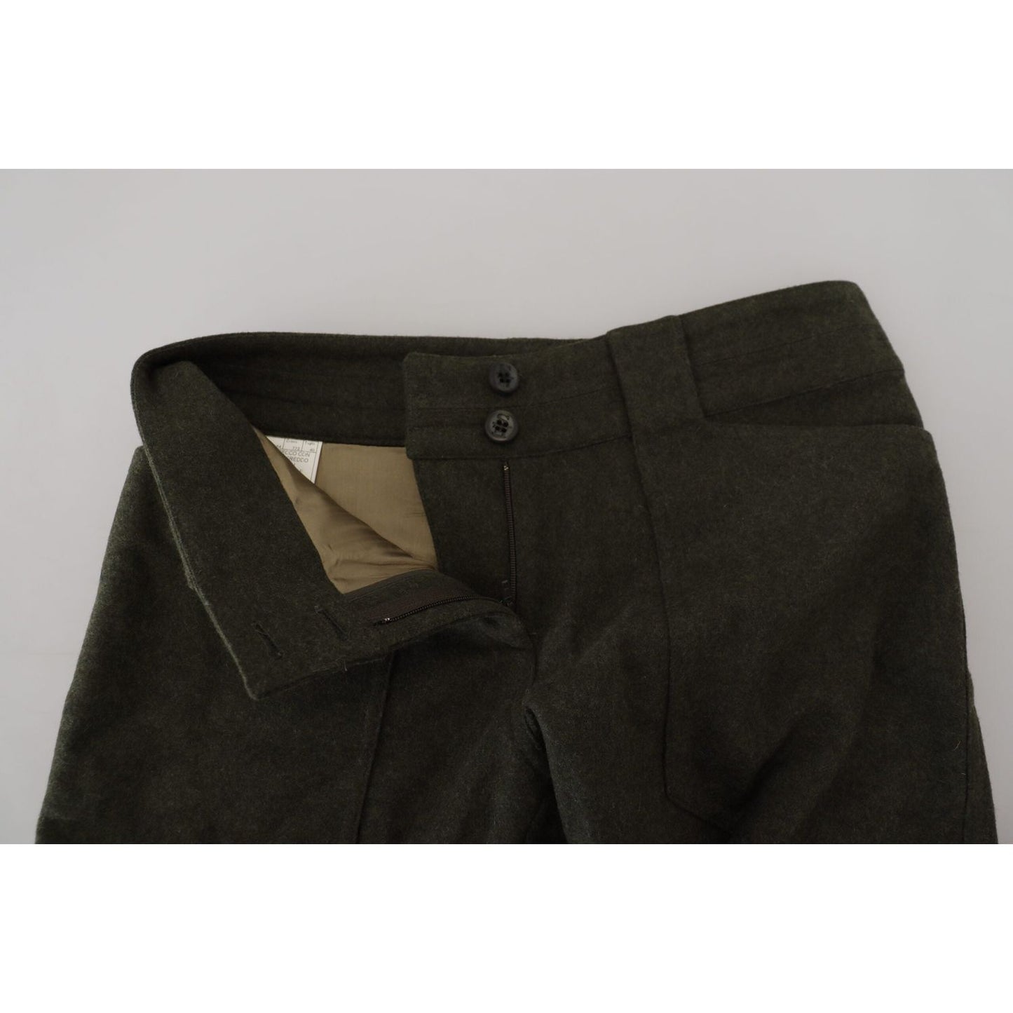 Ermanno Scervino Elegant Tapered Green Wool-Blend Pants Ermanno Scervino Black