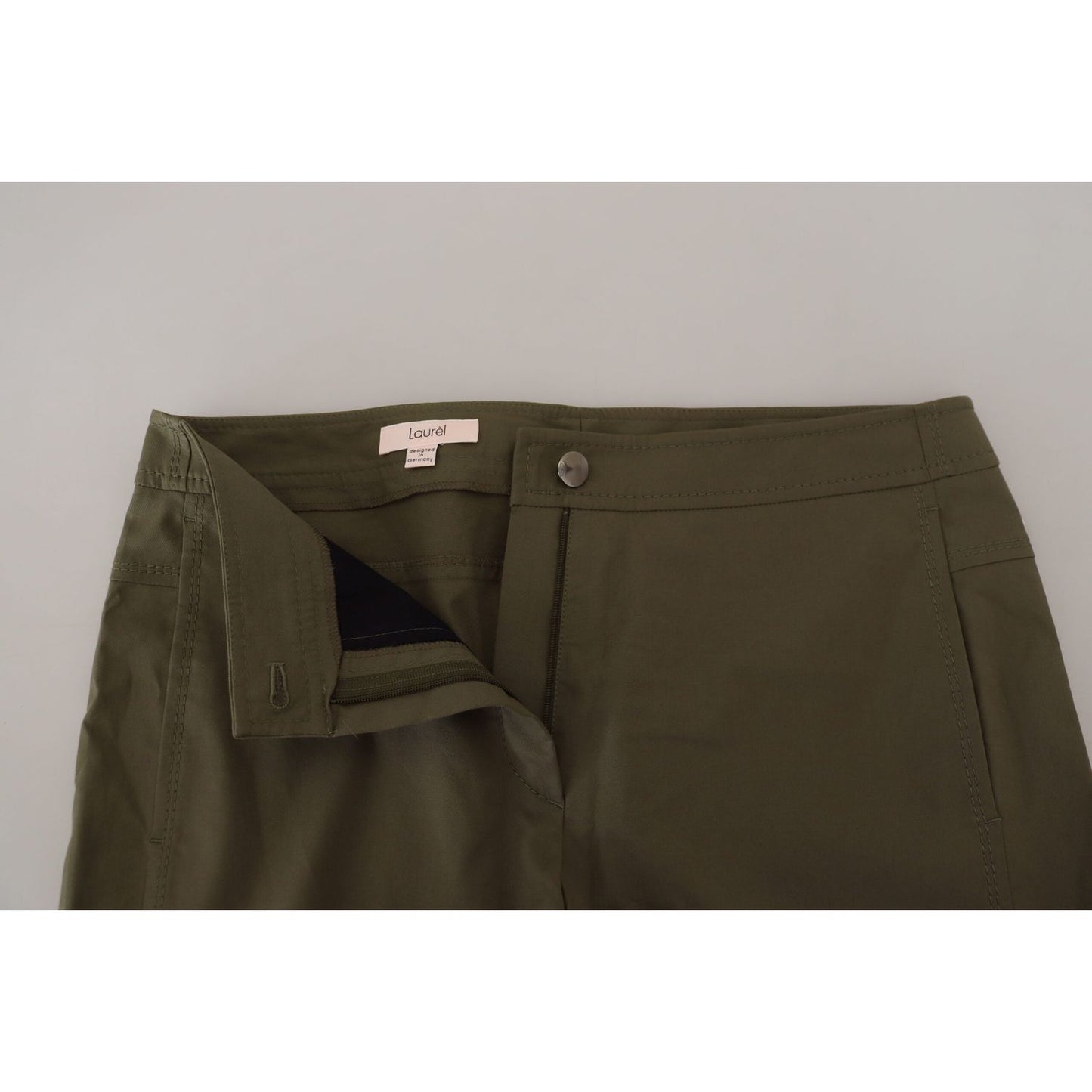 LAUREL Green Cotton High Waist Women Tapered Pants PAN74115-40