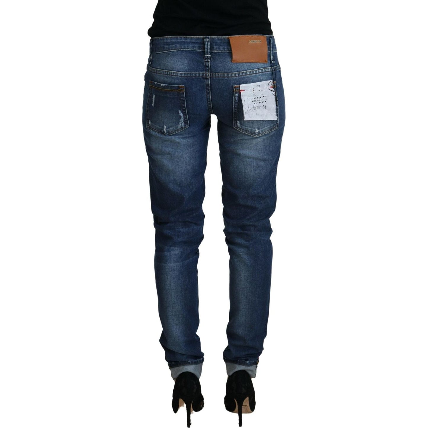 Acht Elegant Blue Washed Low Waist Skinny Jeans Acht Dark Slate Gray