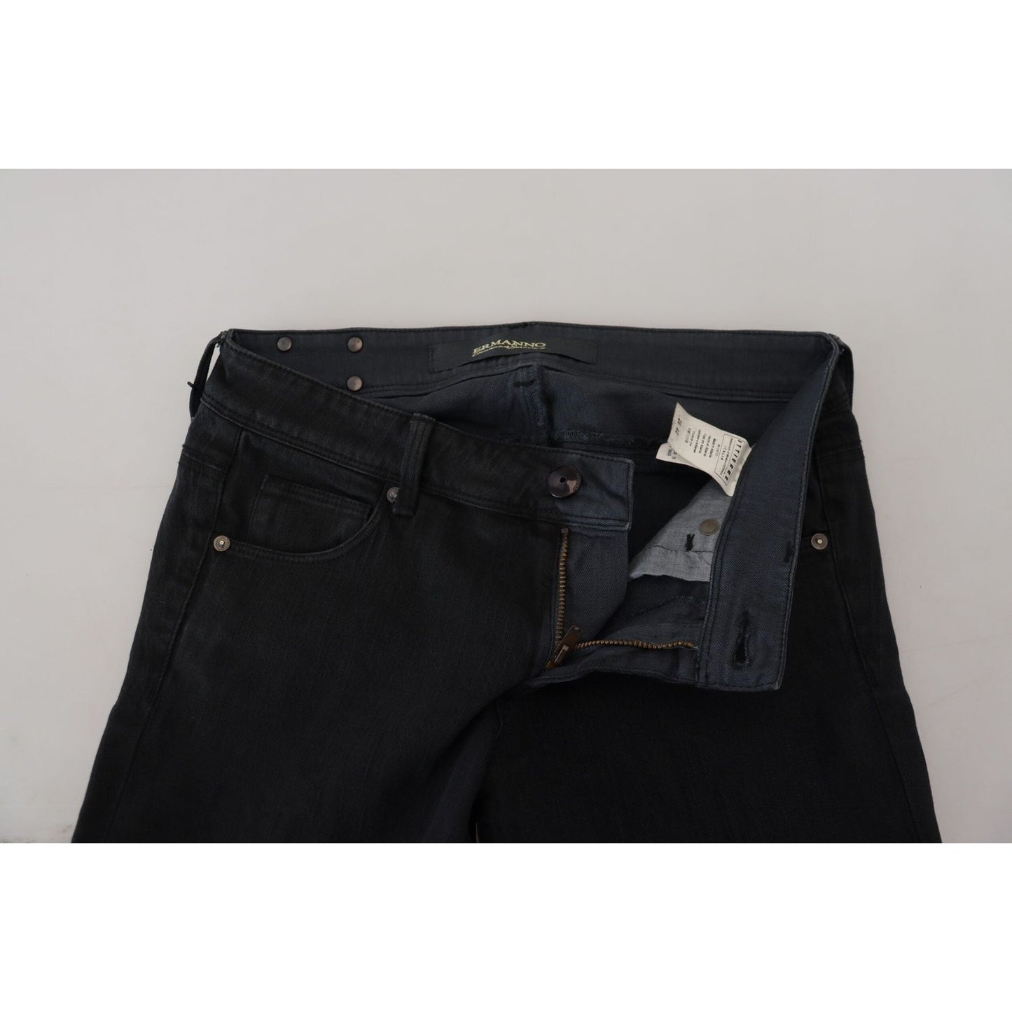 Ermanno Scervino Chic Low Waist Black Skinny Jeans Ermanno Scervino Gray