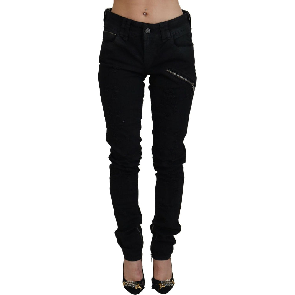 John Galliano Black Cotton Mid Waist Skinny Slim Fit Denim Jeans PAN74695- 28