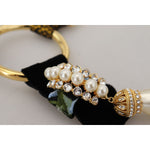 Dolce & Gabbana Gold Brass Sicily Crystal Robe Statement Necklace SMY101112